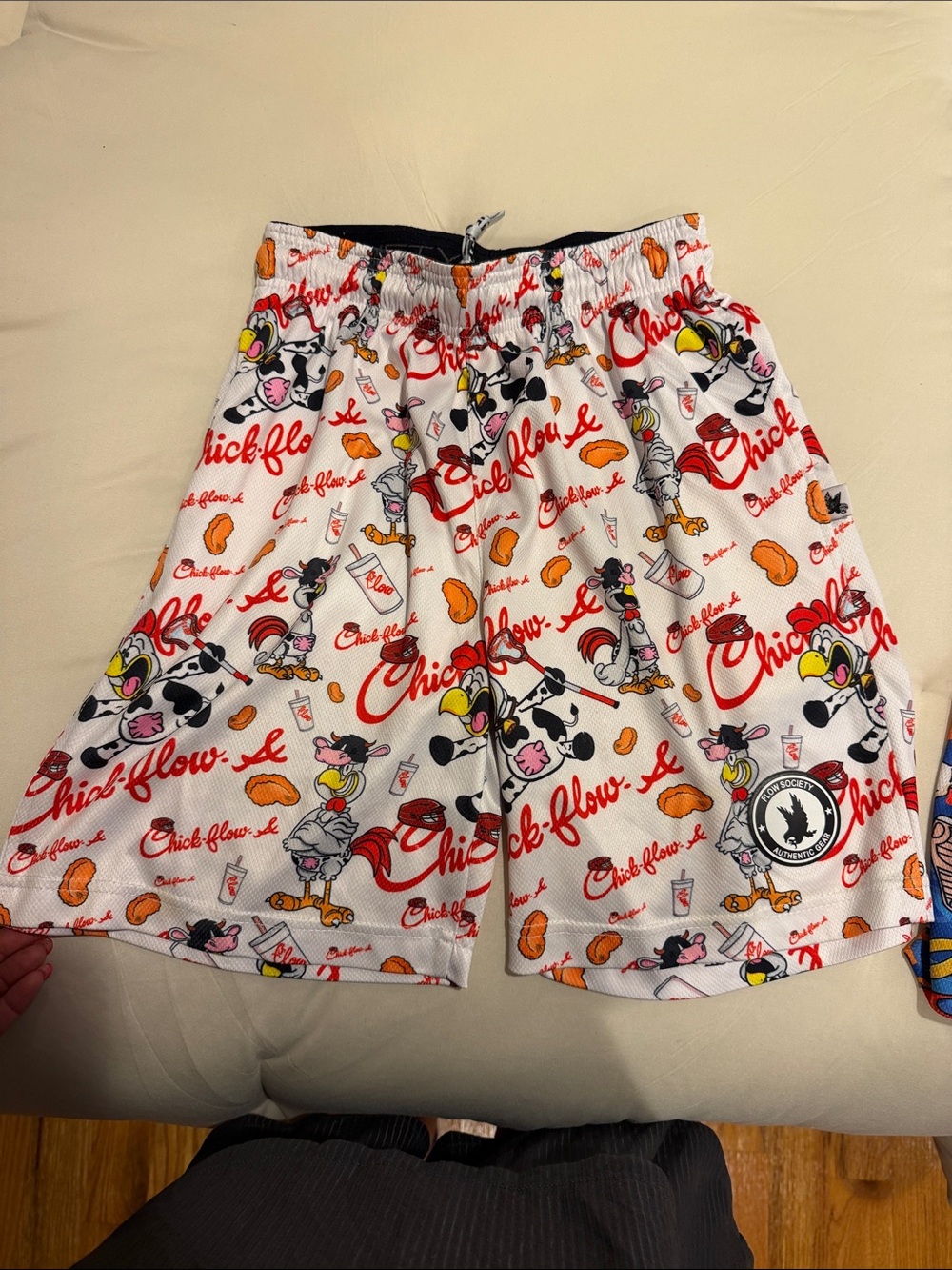 Kids White Chick-Flow Graphic Shorts with Elastic Waist